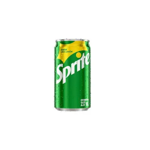 Green Sprite soda can with white logo, lemon-lime flavor, 237 ml in aluminum can