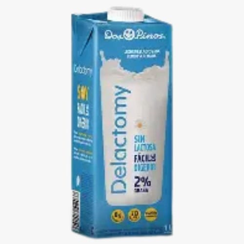 DELACTOMY - Costa Rica Food Services l Food Services Blue 1-liter carton of milk with a white screw-top cap, labeled 2% milk.