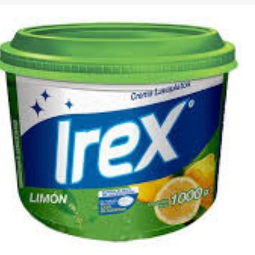 LAVAPLATOS LIMON IREX - Costa Rica Food Services l Food Services Irex limón laundry detergent tub with a bright blue label and green lid (1000 g).