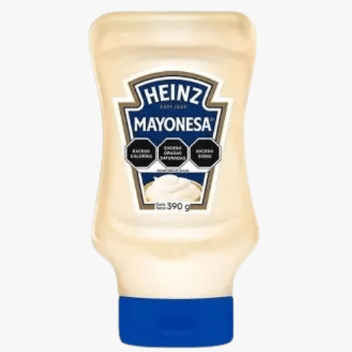 MAYO - Costa Rica Food Services l Food Services Heinz mayonnaise squeeze bottle with blue cap on a white background, 390 g
