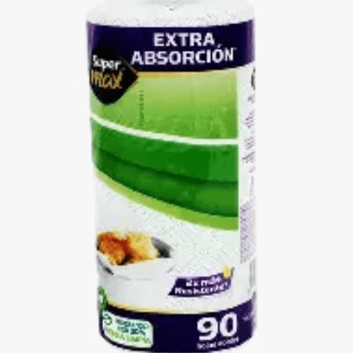 TOALLA YUMBO - Costa Rica Food Services l Food Services Bottle labeled 'Extra Absorción' with green curved bands and 90 units on the label.