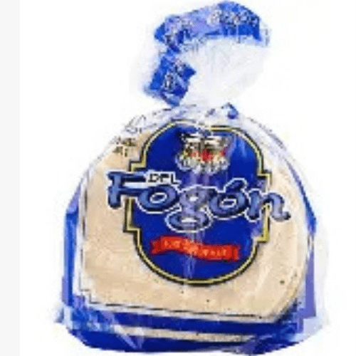 Loaf of bread in blue and beige plastic packaging with a circular blue label on the front.