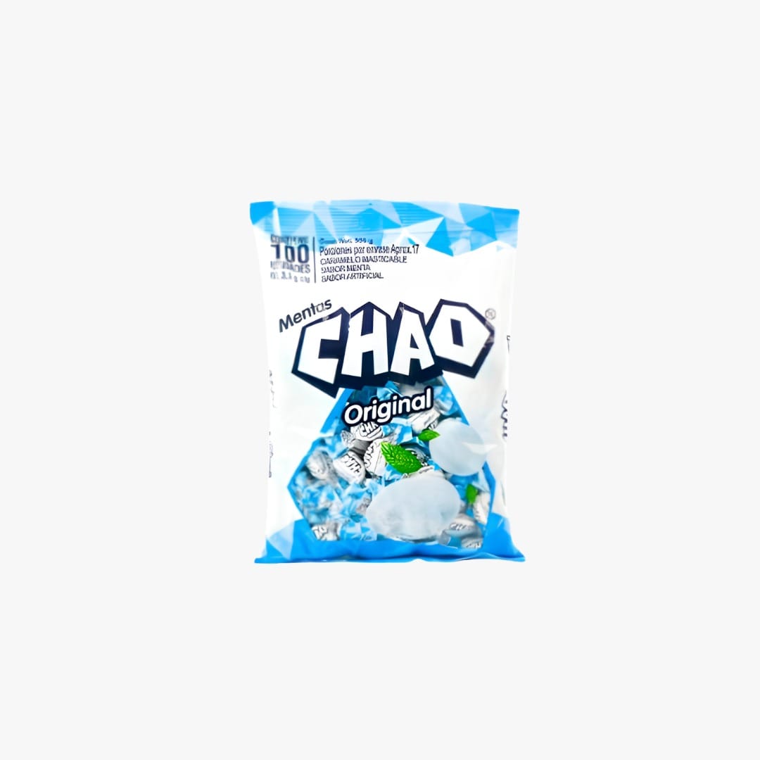 CONFITE CHAO MENTA BOLSA CON 1OO UNIDADES (CAJA 24 BOLSAS)